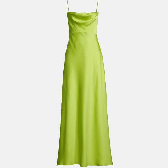 NEW FAME AND PARTNERS emerie satin strappy gown in charmeuse green - Picture 3 of 3